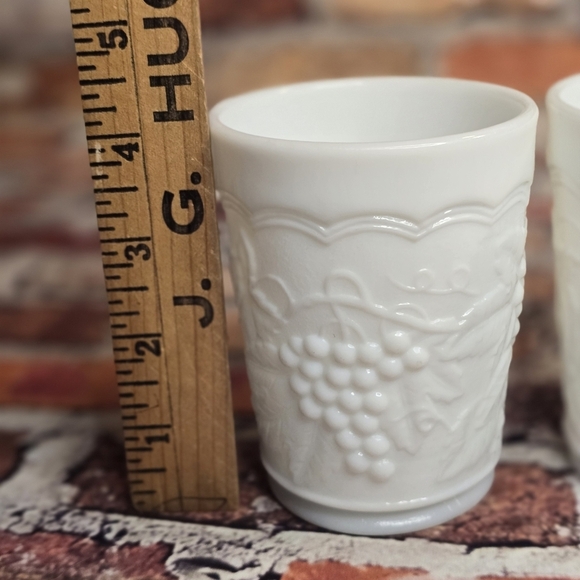 Milk Glass Tumblers Set Of Two Grape Design - Picture 7 of 7